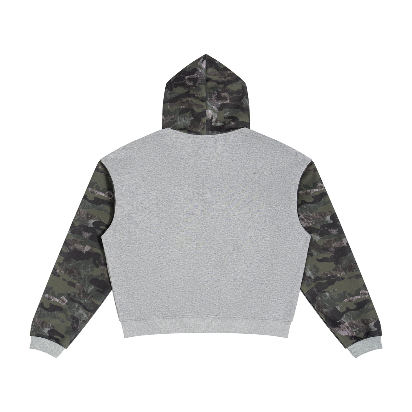 Colorblock Camo Full Zip Boxy Hoodie