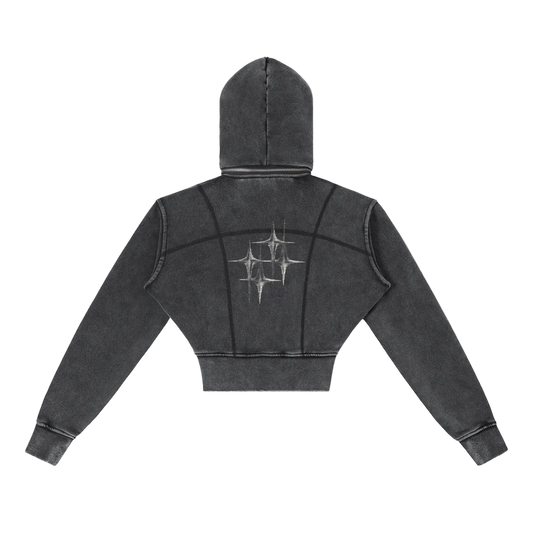 Vintage Washed Cropped Fleece Hoodie