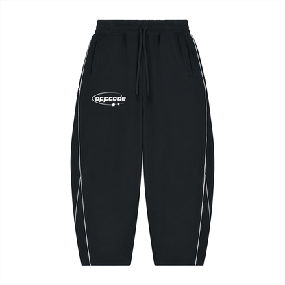 Unisex Piping Fleece Barrel Leg Sweatpants