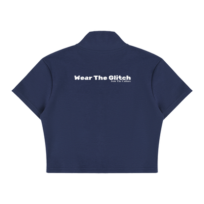 Women's Cropped Full Zip Short Sleeve T-Shirt
