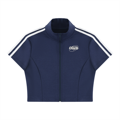 Women's Cropped Full Zip Short Sleeve T-Shirt