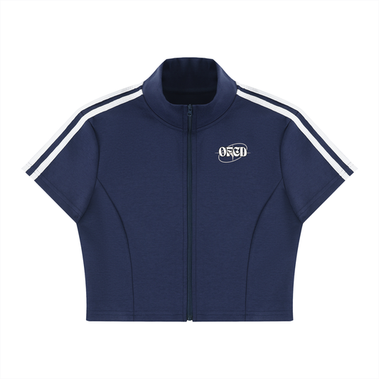 Women's Cropped Full Zip Short Sleeve T-Shirt
