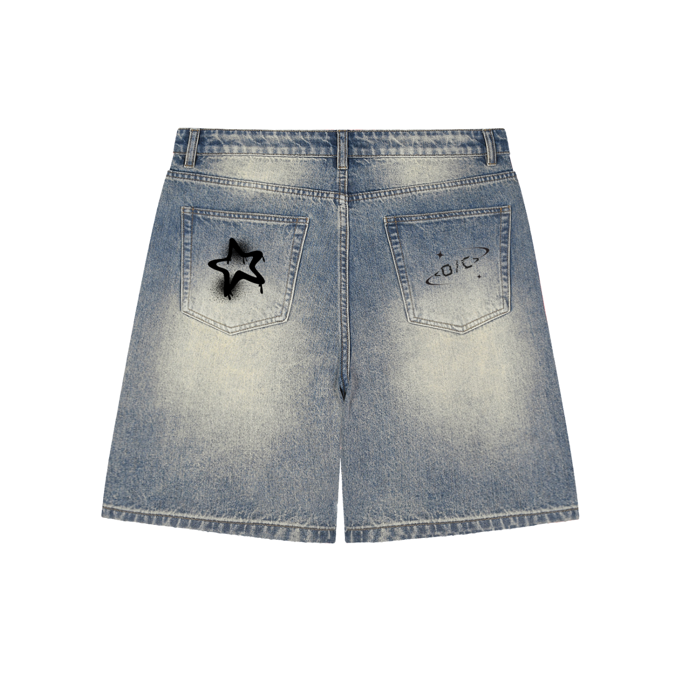 Faded Distressed Baggy Denim Shorts