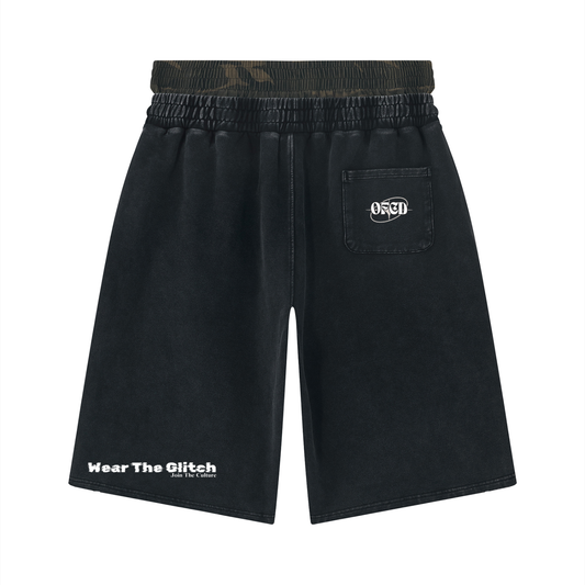 Unisex Vintage Wash Distressed Wide Leg Shorts
