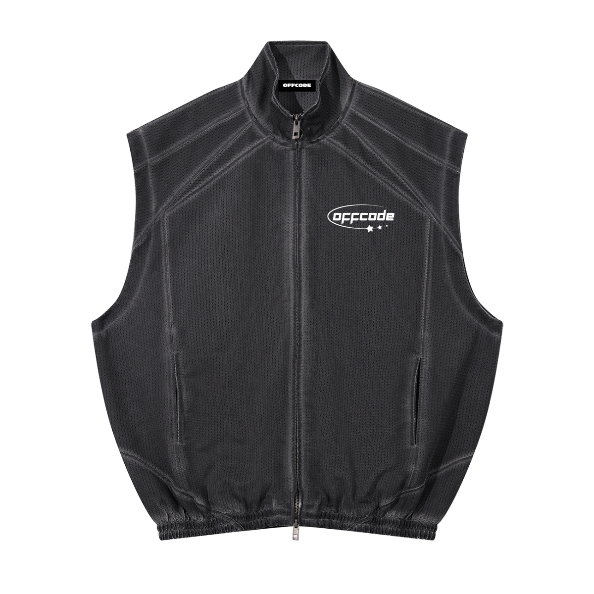 Unisex Vintage Wash Mesh Full-Zip Vest