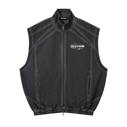 Unisex Vintage Wash Mesh Full-Zip Vest