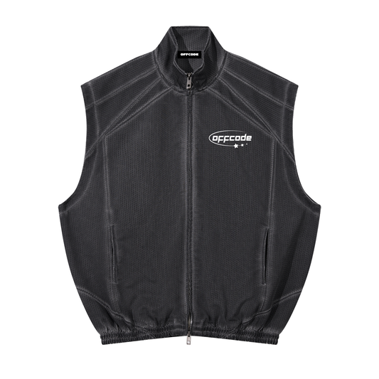 Unisex Vintage Wash Mesh Full-Zip Vest