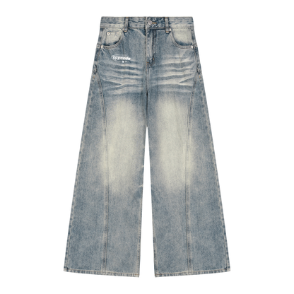 Women’s Vintage Wash Wide Leg Denim Jeans