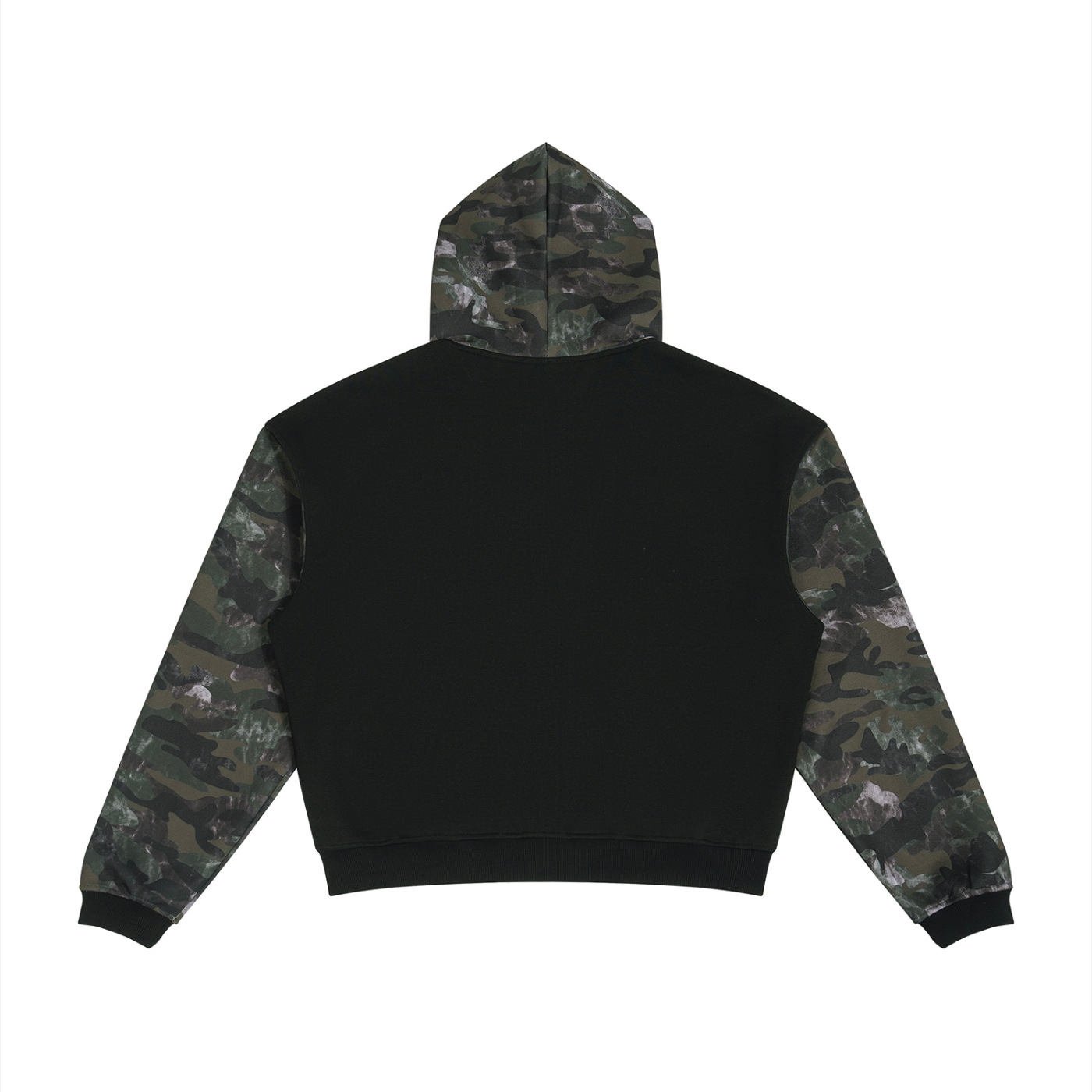 Colorblock Camo Full Zip Boxy Hoodie