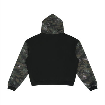 Colorblock Camo Full Zip Boxy Hoodie