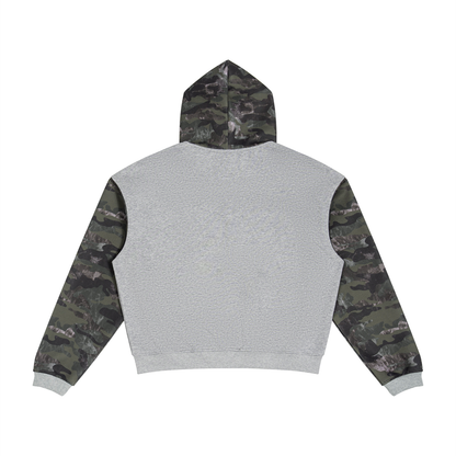 Colorblock Camo Full Zip Boxy Hoodie