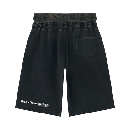 Unisex Vintage Wash Distressed Wide Leg Shorts