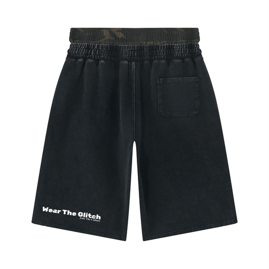 Unisex Vintage Wash Distressed Wide Leg Shorts