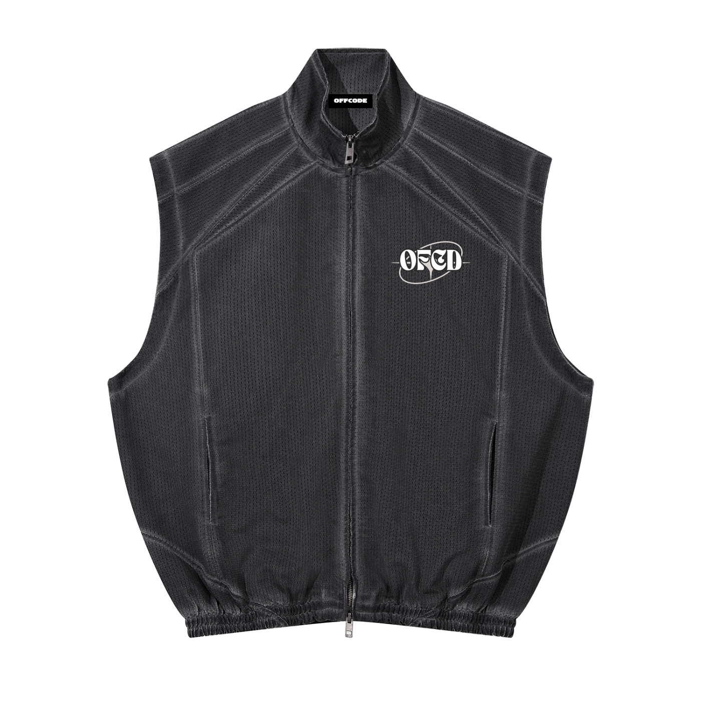 Unisex Vintage Wash Mesh Full-Zip Vest
