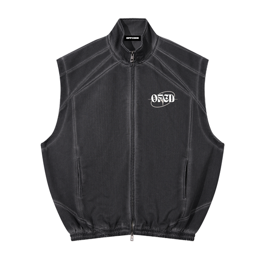 Unisex Vintage Wash Mesh Full-Zip Vest