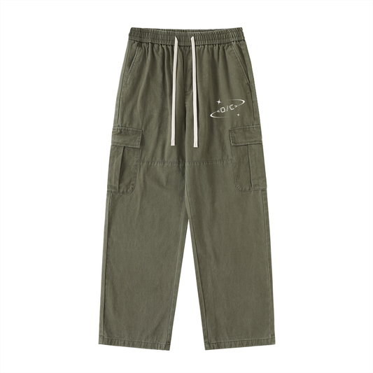 Drawstring Waist Straight-Leg Cargo Pants
