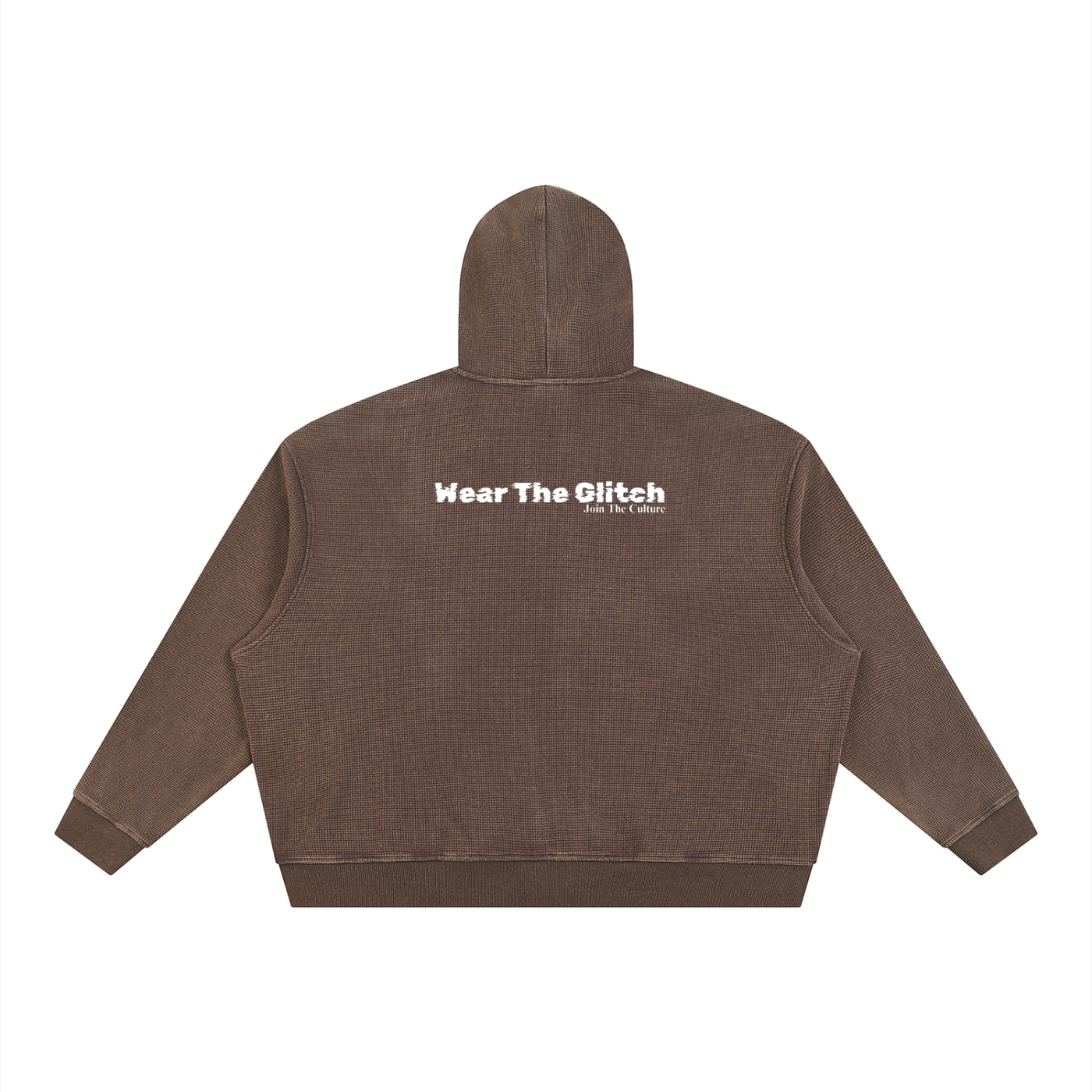 Unisex Vintage Wash Boxy Waffle Full Zip Hoodie