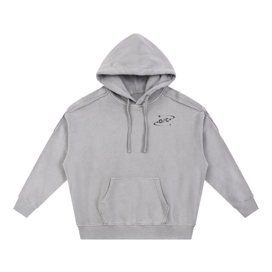 Snow Washed Tape Raw Edge Hoodie