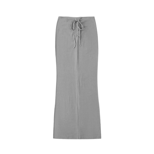 Dyed Washed Drawstring Maxi Skirt