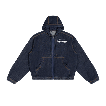 Men's Boxy Vintage Wash Hooded Denim Jacket