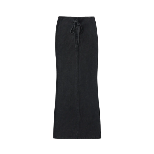 Dyed Washed Drawstring Maxi Skirt