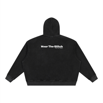 Unisex Vintage Wash Boxy Waffle Full Zip Hoodie