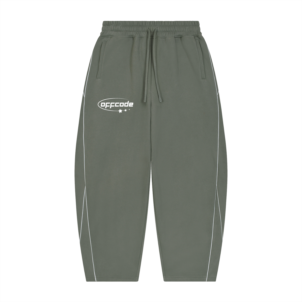 Unisex Piping Fleece Barrel Leg Sweatpants