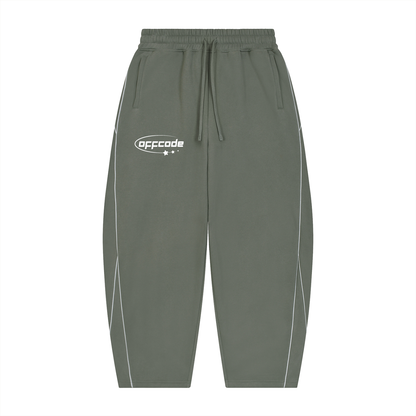 Unisex Piping Fleece Barrel Leg Sweatpants
