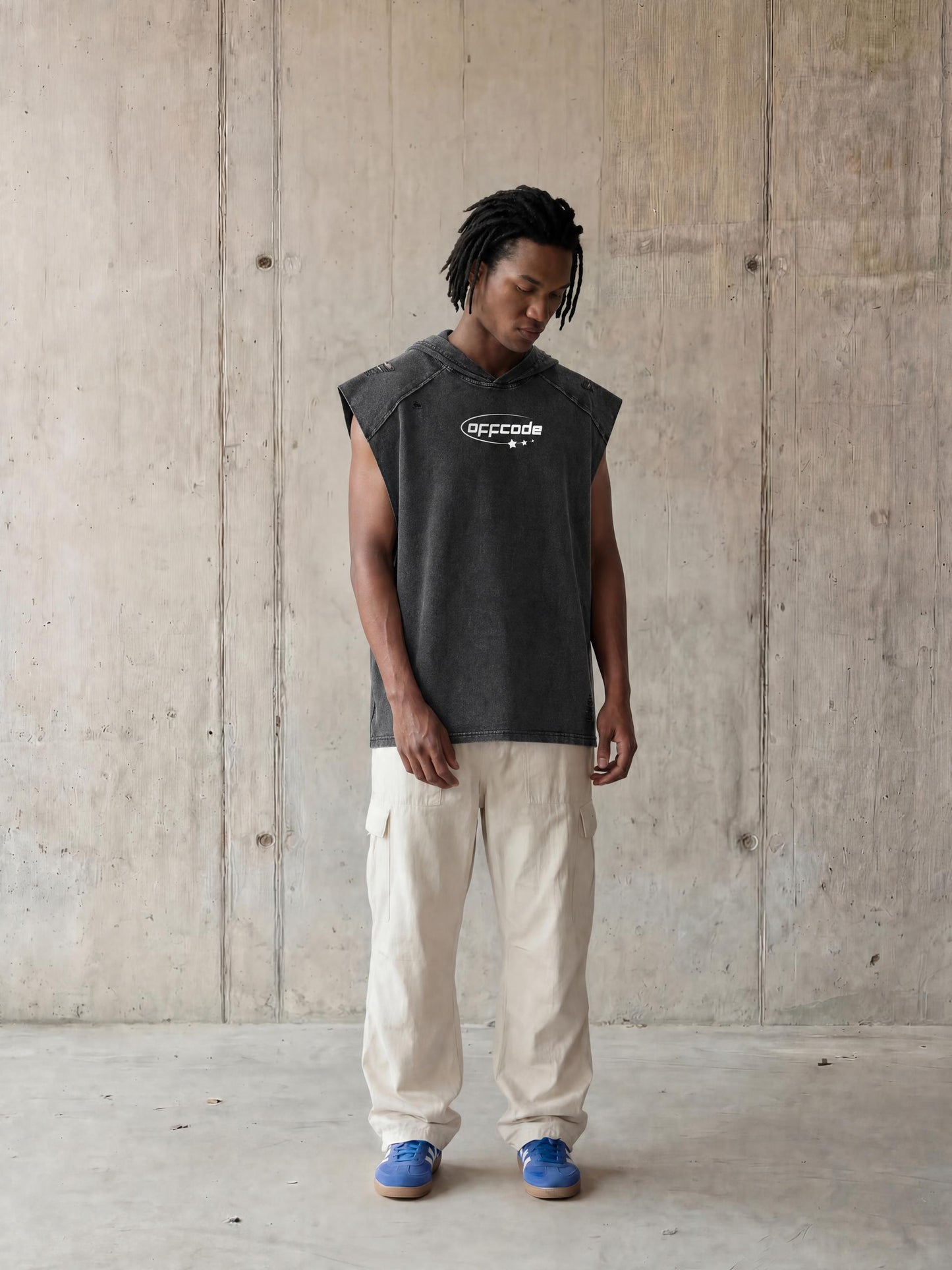 Snow Washed Boxy Hooded Tank Top