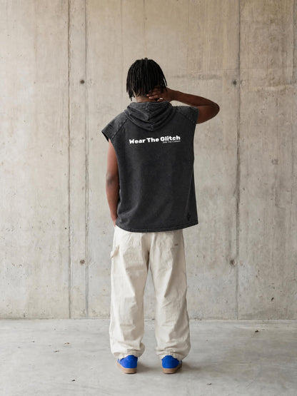 Snow Washed Boxy Hooded Tank Top