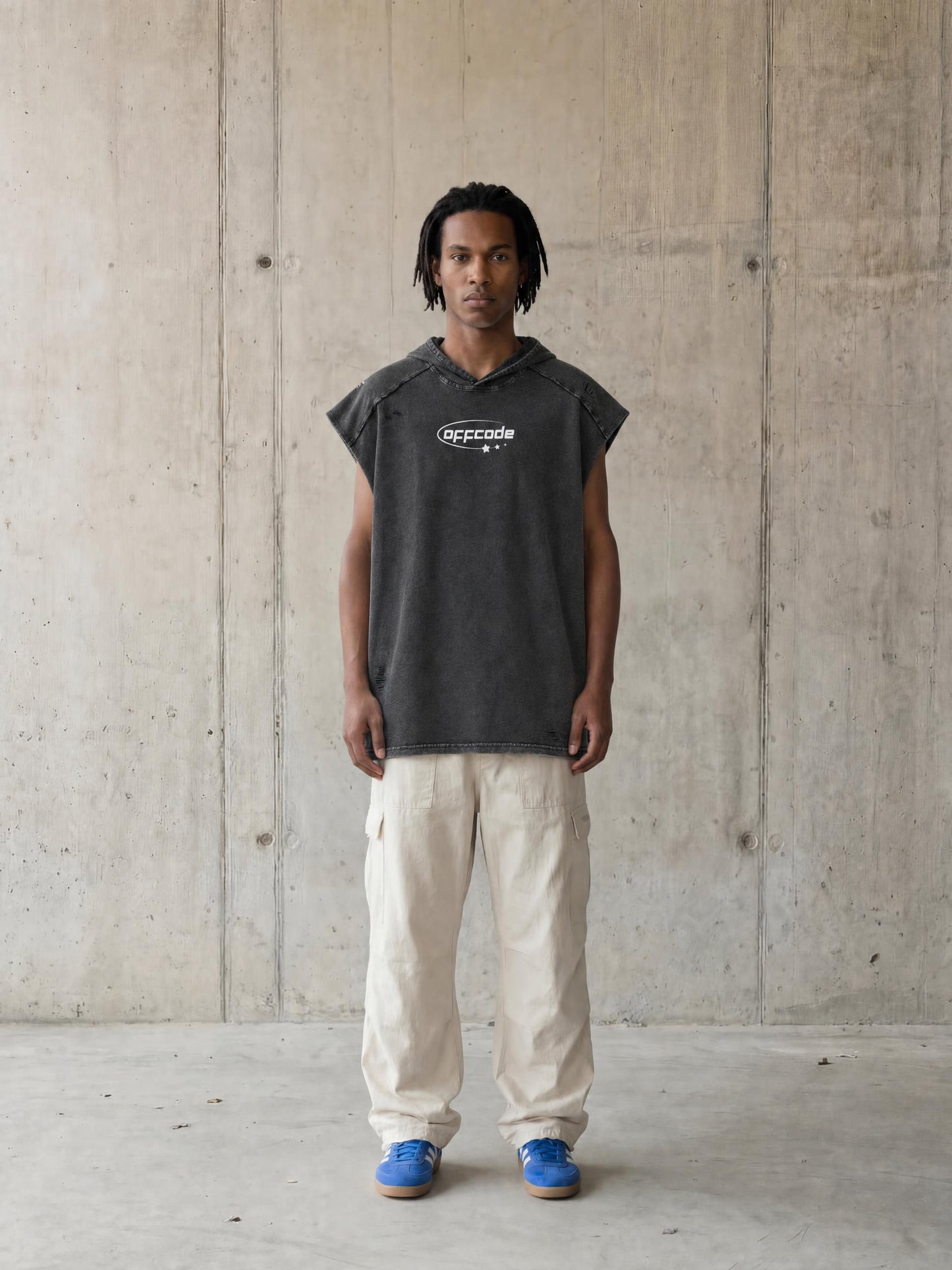 Snow Washed Boxy Hooded Tank Top