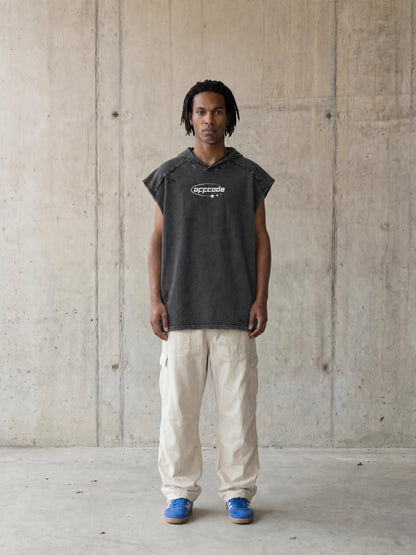 Snow Washed Boxy Hooded Tank Top