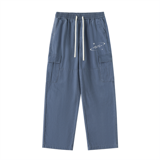 Drawstring Waist Straight-Leg Cargo Pants