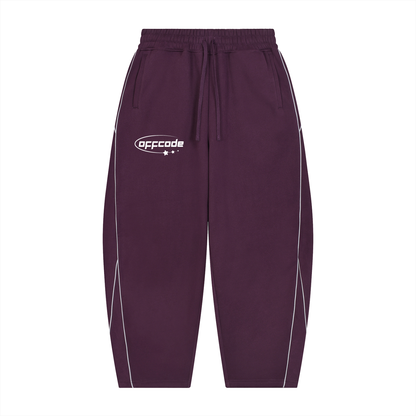 Unisex Piping Fleece Barrel Leg Sweatpants