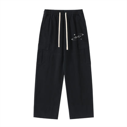 Drawstring Waist Straight-Leg Cargo Pants