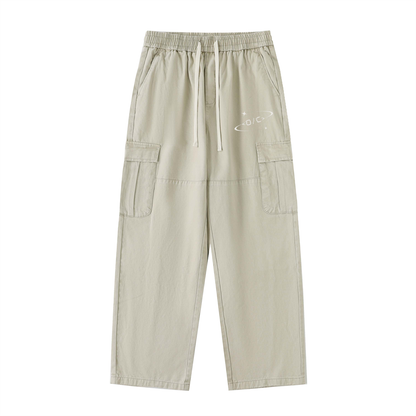Drawstring Waist Straight-Leg Cargo Pants